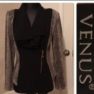 Edgy animal print & black dress blazer